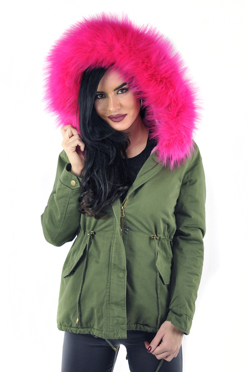 Parka aus Baumwolle mit Kunstpelz und Kunstfellfutter